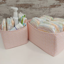 Load image into Gallery viewer, Υφασμάτινα καλαθάκια 2 τμχ, ροζ με βούλες