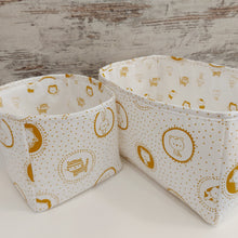 Φόρτωση εικόνας στο εργαλείο προβολής Συλλογής, Υφασμάτινα καλαθάκια 2 τμχ, ώχρα με ζωάκια