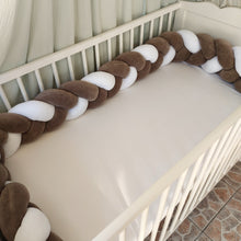 Load image into Gallery viewer, Βελουτέ προσταρευτική πλεξούδα, καφέ/ λευκό, 240εκ