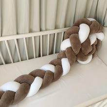 Load image into Gallery viewer, Βελουτέ προσταρευτική πλεξούδα, καφέ/ λευκό, 240εκ