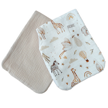 Φόρτωση εικόνας στο εργαλείο προβολής Συλλογής, Λαβέτες ώμου, μπεζ με ζωάκια και αερόστατα