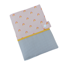 Load image into Gallery viewer, θήκη βιβλιαρίου υγείας, rainbows σομόν