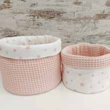 Load image into Gallery viewer, Υφασμάτινα καλαθάκια οργάνωσης, dusty pink/ αστέρια