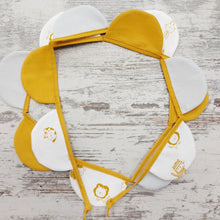 Load image into Gallery viewer, Υφασμάτινη γιρλάντα, ζωάκια, γκρι, μουσταρδί 110εκ