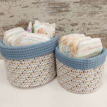 Load image into Gallery viewer, Υφασμάτινα καλαθάκια οργάνωσης, dusty blue/ τριγωνάκια