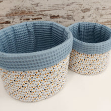 Load image into Gallery viewer, Υφασμάτινα καλαθάκια οργάνωσης, dusty blue/ τριγωνάκια