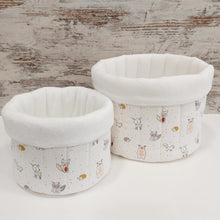 Load image into Gallery viewer, Υφασμάτινα καλαθάκια οργάνωσης, ζωάκια του δάσους και βελουτέ