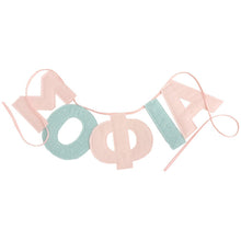 Load image into Gallery viewer, Little items Γιρλάντα υφασμάτινη με όνομα, ροζ & μέντα