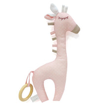 Load image into Gallery viewer, Καμηλοπάρδαλη με κουδουνήστρα και μασητικό κρίκο ροζ