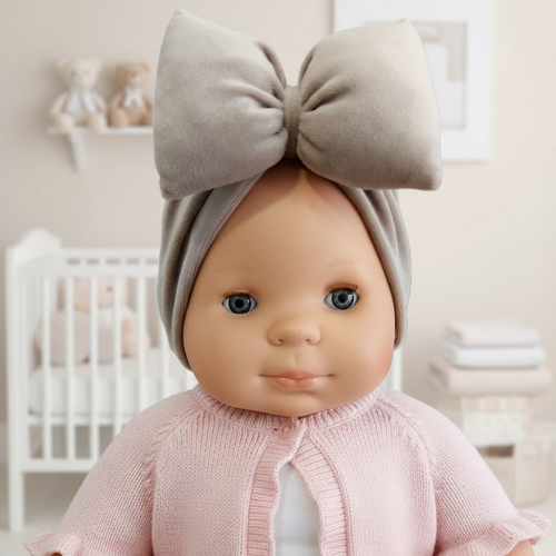 Βελουτέ κορδέλα με φιόγκο, μπεζ