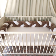 Load image into Gallery viewer, Βελουτέ προσταρευτική πλεξούδα, καφέ/ λευκό, 240εκ
