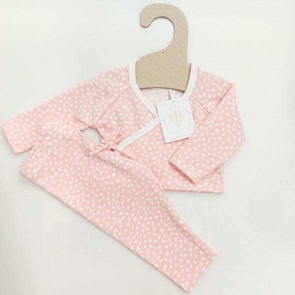 Κρουαζέ μπλούζα και παντελονάκι ροζ. Little items